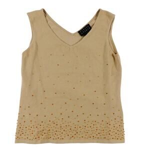 Finity Studio Santorini Sweater Rayon Sleeveless Beach Tan Large NWT NEW